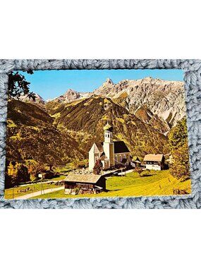 Baroque Church Bartholomäberg  Postcard Vorarlberg Austria Mount Zimba